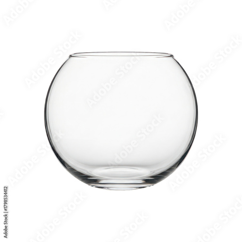 Empty clear glass fishbowl ready for aquatic life home on white background