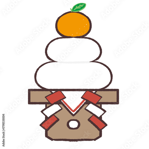 シンプルな手描き鏡餅のイラスト