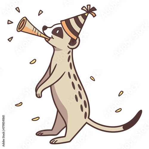 Midnight Sparkle colored Meerkat with a Cheerful touch, placed in a New Year celebration theme