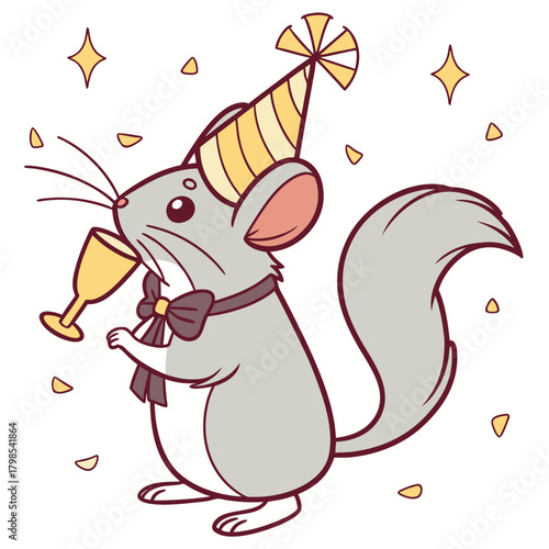 Playful Bashful Chinchilla design with Midnight Sparkle shades in a New Year celebration setting