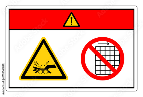 Danger Rotating Roller on Roll Bender Hazard Symbol Sign ,Vector Illustration, Isolate On White Background Label.EPS10