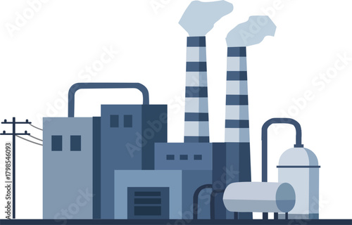 Industrial Factory Illustration With Chimneys and Pollution – Modern Flat Vector Design