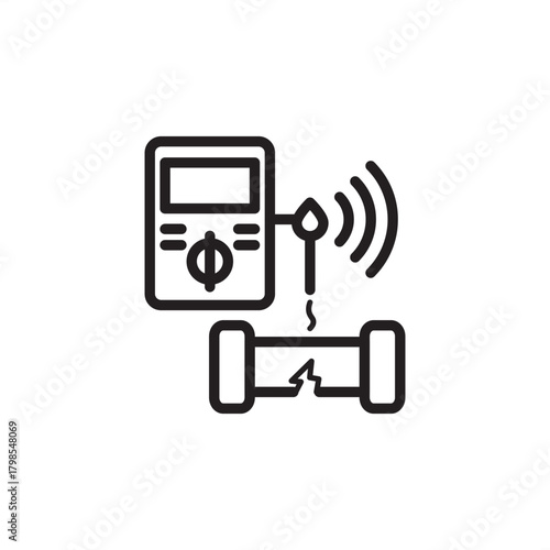 Leak tester icon symbolizing seal integrity verification and non-destructive testing, representing specialized quality control instrumentation, industrial inspection, and component pressure analysis.