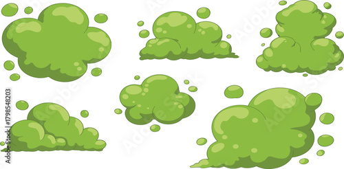 Smoke Cloud Set, Fumes, Stench, Odor, Pollution, and Toxic Smog Graphic