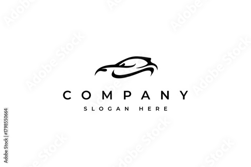 Auto sports car logo. Motor vehicle silhouette emblem. Automotive dealer garage vector illustration.