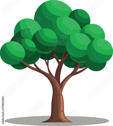 Charming vector illustration of a small bushy tree with vibrant colors