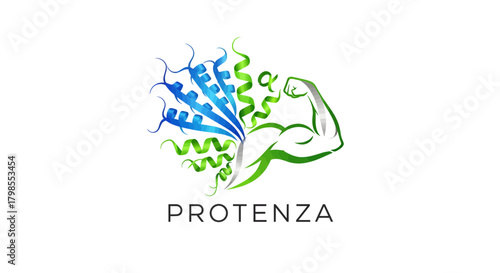 Dynamic Logo Design Showcasing Strength with Colorful Elements for Protenza in a Modern Graphic Style
