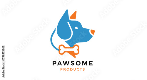 Creative Logo Design Featuring a Playful Dog Icon for Pet Products Branding