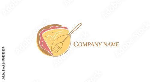 Delicious Food Logo Design Featuring Sandwich and Fork, Perfect for Culinary Business Branding, Modern and Clean Graphic Style