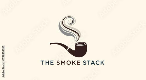 Artistic Illustration of a Smoking Pipe with Steam, Creative Design, Minimalist Style, Graphic Art, Modern Aesthetic
