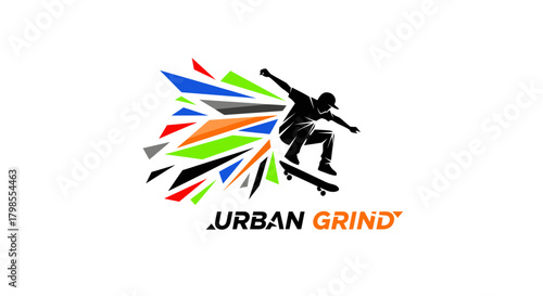 Action-Packed Skateboarding, Urban Grind, City Streets, Logo Design, Dynamic Environment, Bold Viewpoint, Creative Concept