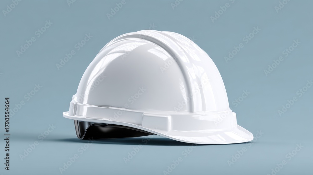 Fototapeta premium White Safety Hard Hat on Blue Background for Construction Use