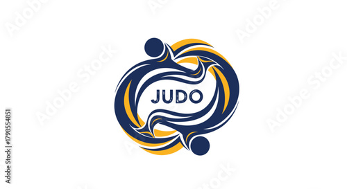 Judo Tournament Match, Athletes Competing, Sports Arena, Illustration, Dynamic Environment, Action Shot, Competitive Spirit