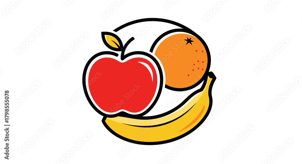 Obraz premium Fruit Illustration, Colorful Fruits, Digital Art, Vibrant Design, Creative Concept