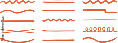 Collection of Hand-Drawn Lines and Dividers | Orange Doodles for Graphic Design Elements, Bullet Journaling, and Web Decoration