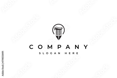 Pillar pen vector logo template. This design use pillar symbol. Suitable for education.