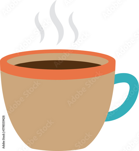 Flat Style Fresh Hot Drink Coffee or Tea Cup Illustration