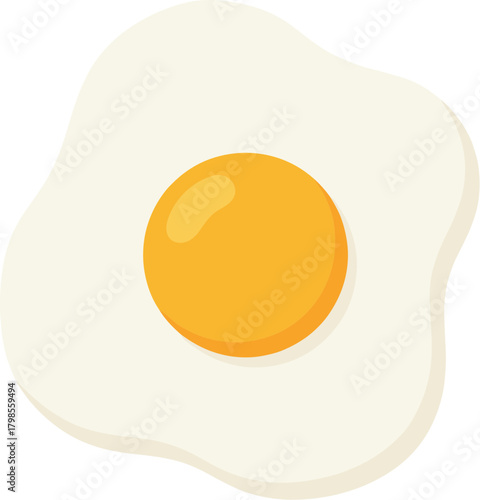 Flat Cartoon Style Fried Egg Delicious Breakfast Food Illustration