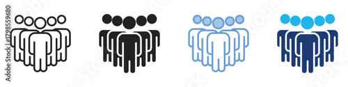 Audience icon set multiple style collection