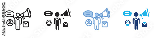 Communication icon set multiple style collection