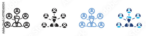 Networking icon set multiple style collection
