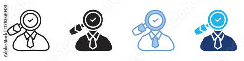 Prospecting icon set multiple style collection