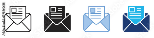 Newsletter icon set multiple style collection