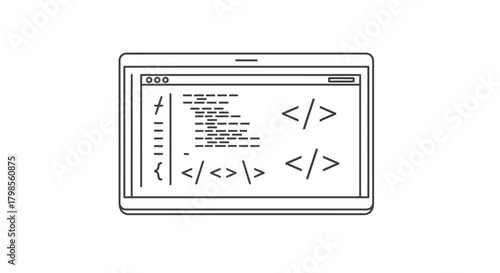 Tablet displaying code and programming symbols.