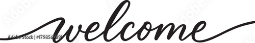 Welcome Hand Lettering Script - Modern Calligraphy Typography Vector for Greeting Cards, Signs, and Hospitality
