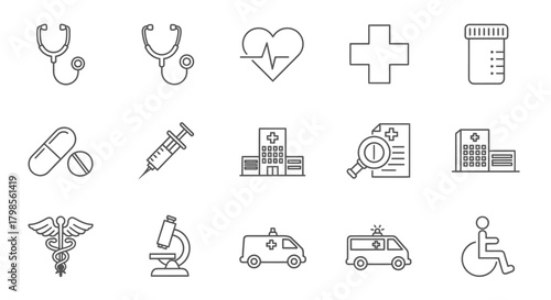 Medical Icons Set Vector Illustration Healthcare Symbols.