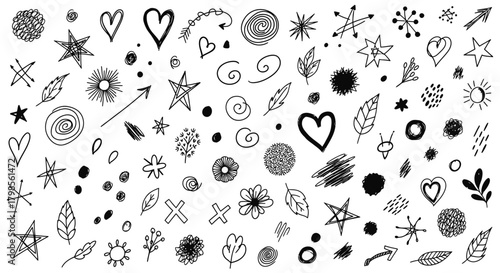 Hand Drawn Doodle Elements Collection.