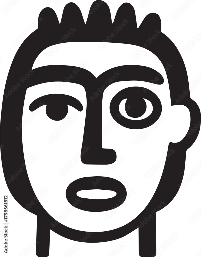 Fototapeta premium Bold Black and White Geometric Line Art Portrait