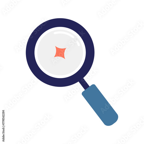 A flat magnifying glass icon symbolizing search, zoom, and exploration. Commonly used in digital interfaces to represent finding information or viewing details.