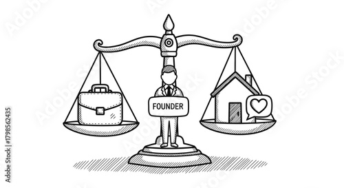 Balance Scale Showing Work Life Balance for Founder.