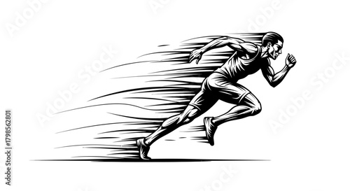 Dynamic Athlete Sprinting Fast Motion Lines Illustration.