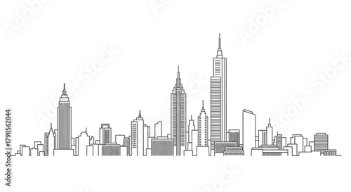 New York City Skyline Sketch.