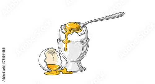 A perfectly soft boiled egg served in an egg cup with a spoon ready to enjoy.