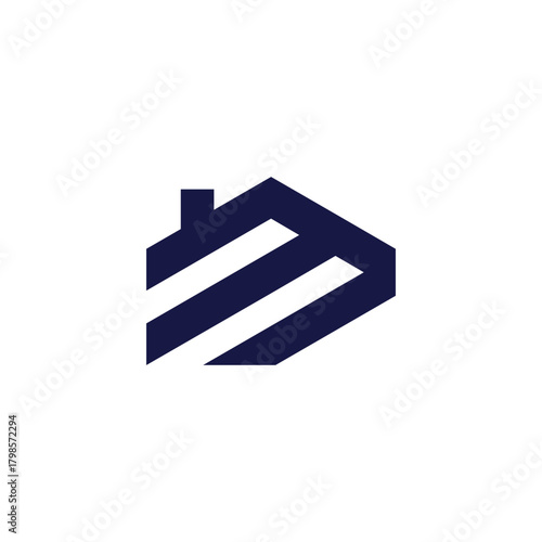 Elegant letter M House Shape management business . clean, light, geometric