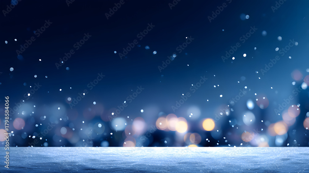 Fototapeta premium Modern Winter Background with Deep Blue Colors and Snowfall for Seasonal Promotions and Sales