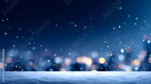 Modern Winter Background with Deep Blue Colors and Snowfall for Seasonal Promotions and Sales