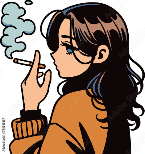 タバコを吸う女性のイラスト