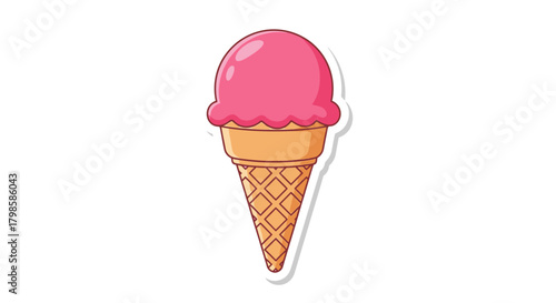 Charming pink ice cream cone illustration with a whimsical design perfect for summer treats