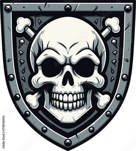 ドクロの描かれた盾のイラスト