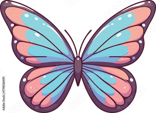 ピンクと青の蝶々のイラスト