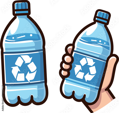 リサイクルのペットボトルのイラスト