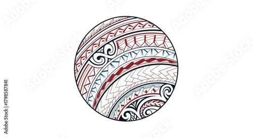 Circular Indigenous Pattern Illustration Displaying Rich Cultural Heritage and Artistic Expression