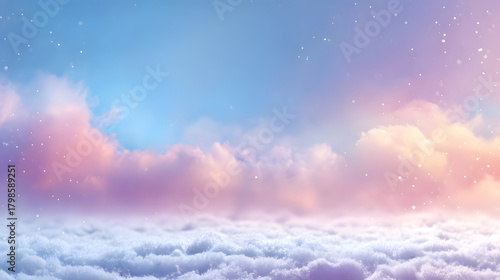Dreamy Christmas Background with Soft Clouds and Gentle Snowfall for Sale