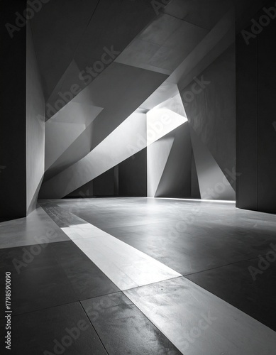 光と影のコントラストを強調した抽象背景、未来的な印象