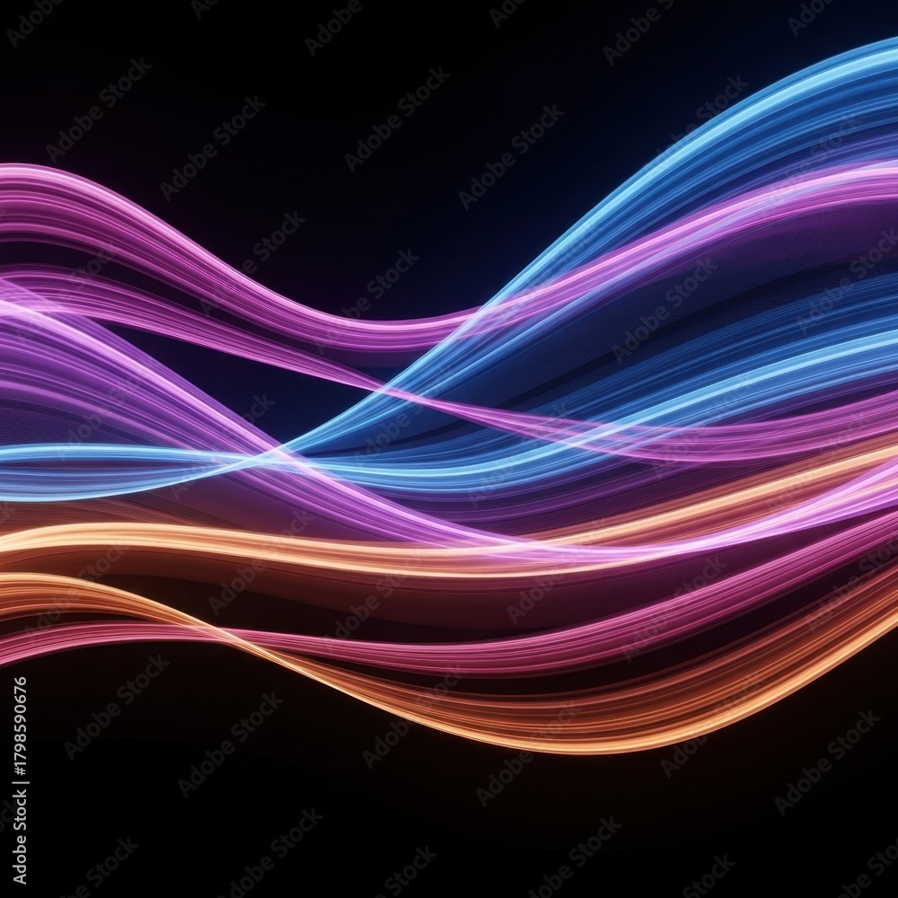 Naklejka premium Abstract Vibrant Flowing Light Waves