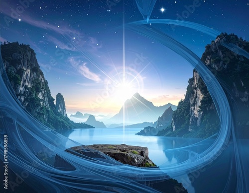 光の反射を表現した幻想的な背景、柔らかい印象